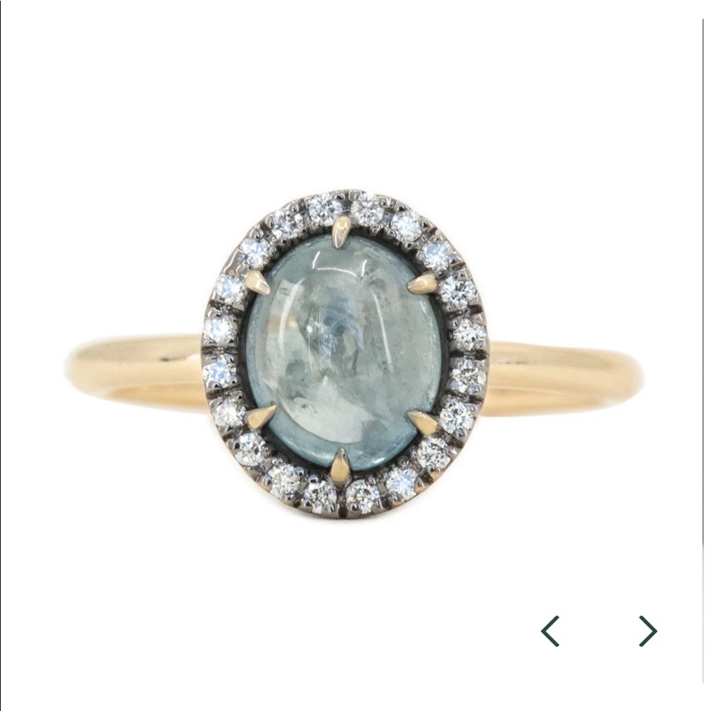 2.40 Carat Cabochon Unheated Montana Sapphire Ring - Swirly and Magical